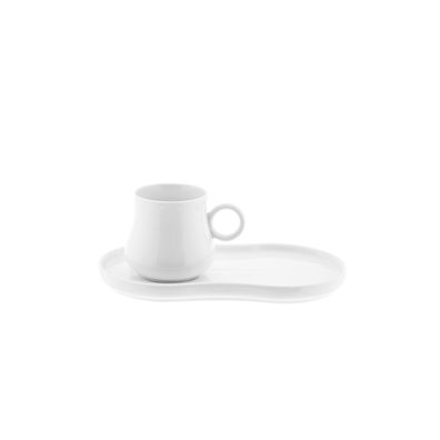 Elegantes 12-teiliges Mokkatassen-Set aus Porzellan - 100 ml, Weiß