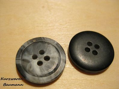 1Kunststoffknopf Knöpfe schwarz grau marmoriert 15x3mm 4 Loch 2mm Nr 192