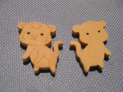 1Kinderknopf Holzknöpfe Katze natur 24x20x4mm 2 Loch 1,5mm Nr 153