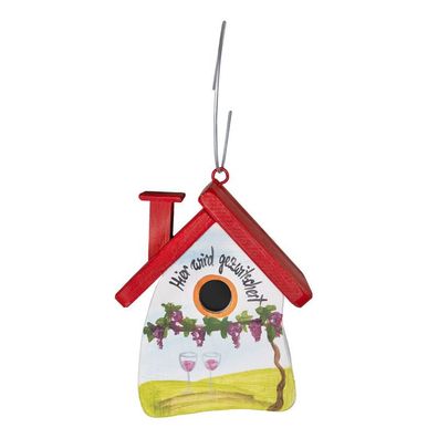Nistkasten für Vögel Hier wird gezwitschert weiß, Geschenkidee, Vogelhaus zum aufhäng
