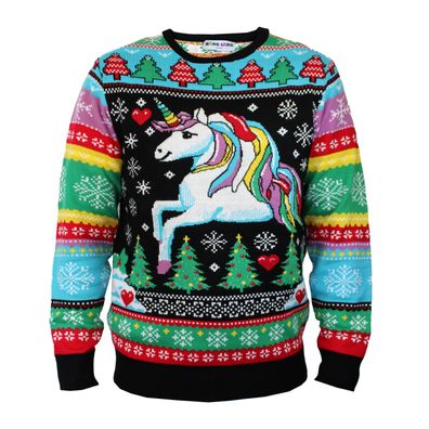 Rainbow Unicorn Sweater Ugly Christmas Weihnachts Pullover Damen Herren