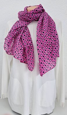 Italy Schal Tuch Halstuch Seide/Baumwolle asymetrisch bunter Punkteprint Pink