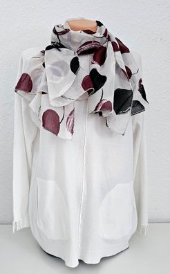 Italy Schal Tuch Halstuch Seide/Baumwolle asymetrisch Kreise in Schwarz/Weinrot