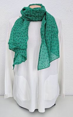 Italy Schal Tuch Halstuch Seide/Baumwolle asymetrisch kleiner Blumenprint in Grün