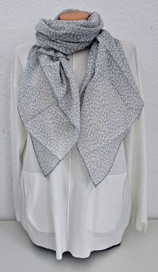 Italy Schal Halstuch Seide/Baumwolle asymetrisch kleiner Blumenprint Hellgrau