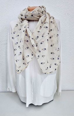 Italy Schal Tuch Halstuch Seide/Baumwolle asymetrisch Blätterprint Beige/Taupe