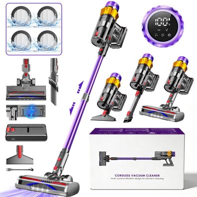 Akku Staubsauger,65000Pa/600W /70 Min Staubsauger Kabellos,1.8L,8 in 1