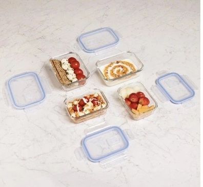 Frischhaltedosen Set Glas Aufbewahrungsbox Vorratsbehälter mit Deckel 4 Stück