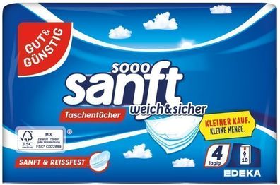 G&G Einweg-Taschentücher 6x10 Stück, 4-lagig