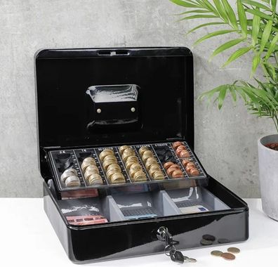 Geldkassette aus Stahl Maße: ca. 30x24x9cm Schwarz sortiert Geld Kassette Kasse