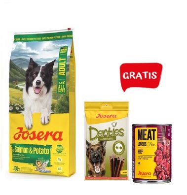 Josera Adult Salmon & Potato 12,5kg + Denties & MeatLovers GRATIS Hundefutter