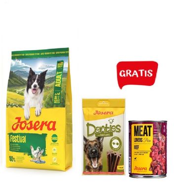 Josera Adult Festival 12,5kg + Denties & MeatLovers GRATIS Hundefutter