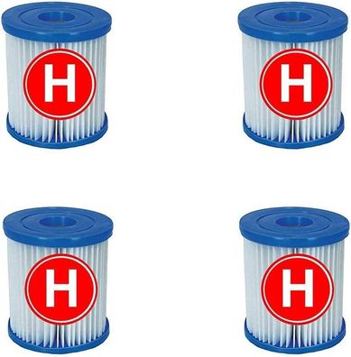 Intex Filterkartuschen Typ H 4 Stück Schwimmbecken Ersatzfilter Dacron Kartuschen Set