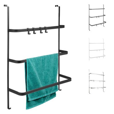 bremermann Tür-Hängeregal aus Metall, 3 Handtuchstangen und 4 Haken