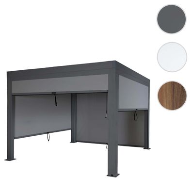 Pergola HWC-L46 mit Seitenwand, Rollo, 10cm-Alu-Gestell, sturmfest 3x4m