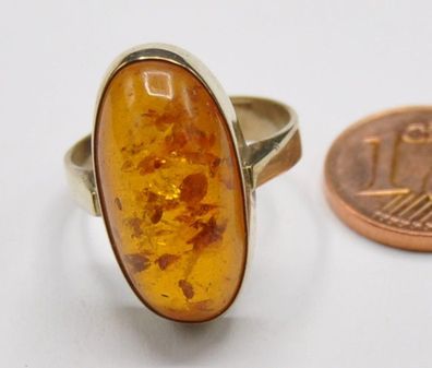 Bernstein Amber Siegel Solitär Ring 333 Gold Vintage