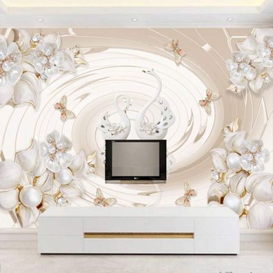 Vlies Fototapete Wandtapete Wandbilder Perlen und Blumen in einem Strudel 4427