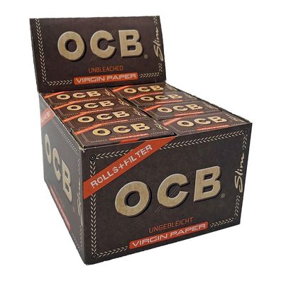 OCB Unbleached Virgin Paper Roll + Filter Tips Slim ungebleicht 16 Rollen