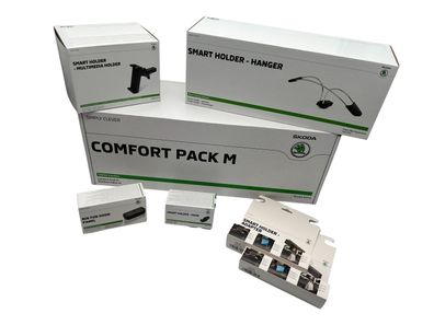 Original Skoda Komfort Paket M Mülleimer Smart Holder Adapter Kleiderbügel 6 tlg