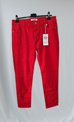 Karostar K001-19 Damen Jeans Hose Stretch Five Pocket Knopf/RV in Rot Gr.4XL/48