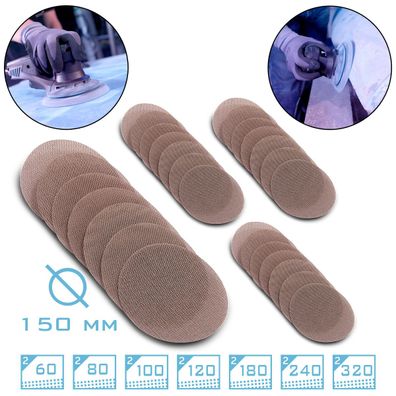 Stahlwerk 2 x Gitternetz-Klett-Schleifscheiben 14er Set 150 mm