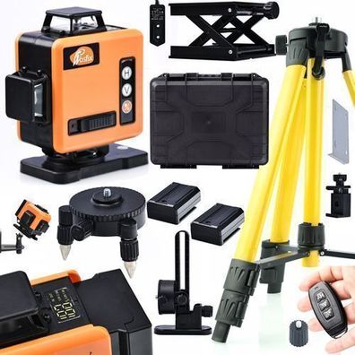 Rosfix Set Laser-Wasserwaage ROT16L-L – 16 Linien, IP54, Stativ 120 cm