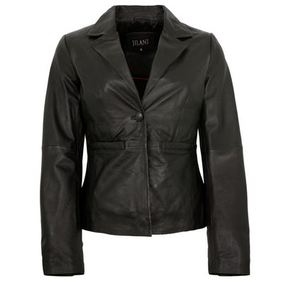 Jilani Collection - Damen Lederjacke Blazer Lammnappa schwarz