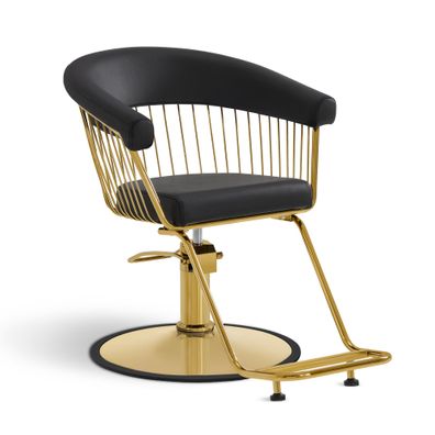 BarberPub Friseurstuhl Friseursessel Hydraulisch, 2053 (Gold-Schwarz)
