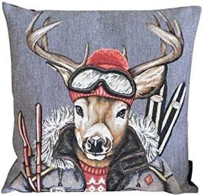 Mars&More gobelin kissen ski freunde hirsh 45x45cm Evkssvh