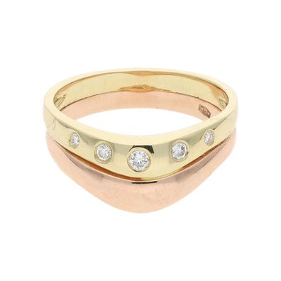 Ring Gold und Rotgold 585 Brillanten Second Hand 25323394 getragen