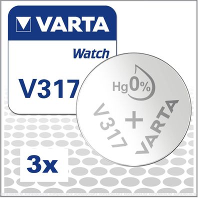 3x Varta V317 / SR516SW Watch Uhrenbatterien Fachhandelsware V 317 SR62