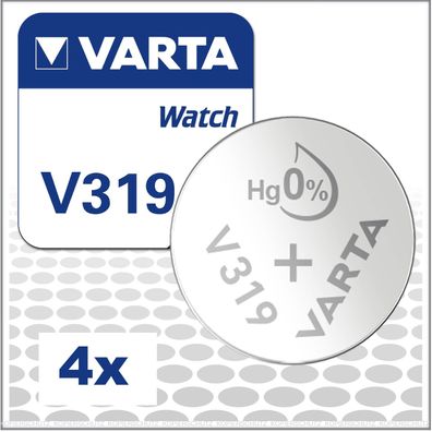 4x Varta V319 / SR64 Watch Uhrenbatterien Fachhandelsware V 319 SR527SW
