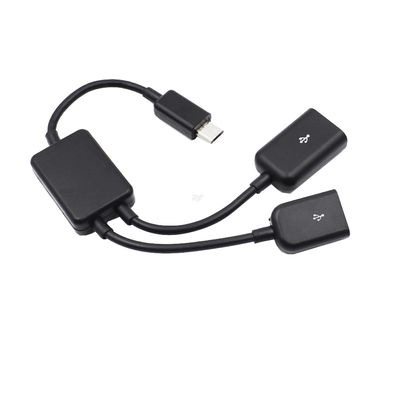 F64 micro USB auf 2x USB 2.0 A OTG Kabeladapter für USB Stick Maus Tastatur 19cm
