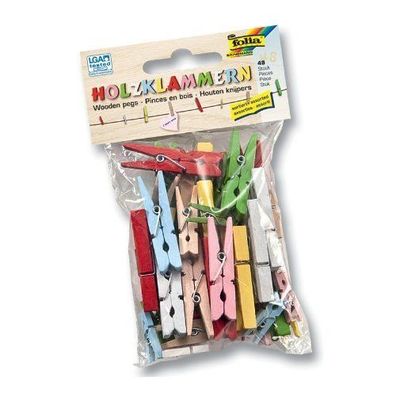 Holzklammern - Folia Bunte Klammern zum Basteln, Dekorieren und vielem mehr
