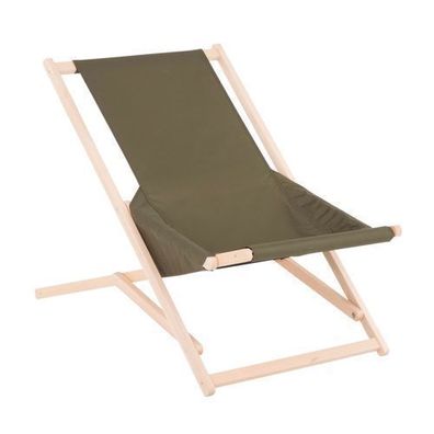 Sonnenliege Strandliege Liegestuhl aus Holz Gozo Komfort khaki PATIO