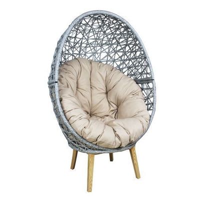 Hängesessel mit Sitzkissen Horace oval aschgrau aus Polyrattan PATIO