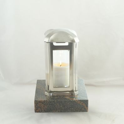 Grablampe "Venezia" aus Edelstahl mit Sockel