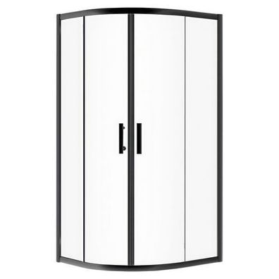 Duschkabine Viertelkreis HELA Schwarz 80x80 190 cm Transparent Glas Eckdusche