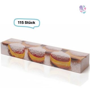 Berliner Box Krapfen Karton 1-teilig 600 × 110 × 80 mm – lebensmittelecht, robust, 11