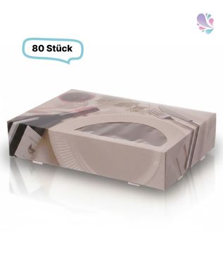 Transportkarton Diner aus lebensmittelechtem Karton mit Sichtfenster – 80 Stück, Moti