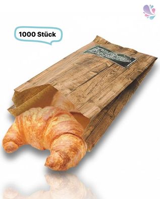 Bäckerfaltenbeutel aus Papier in Holzoptik – recyclebar, verschiedene Größen, 1.000 S