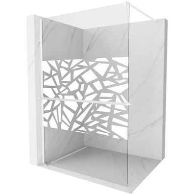 Mexen Kioto+ Walk-in Duschwand 130x200 cm Weiß Muster