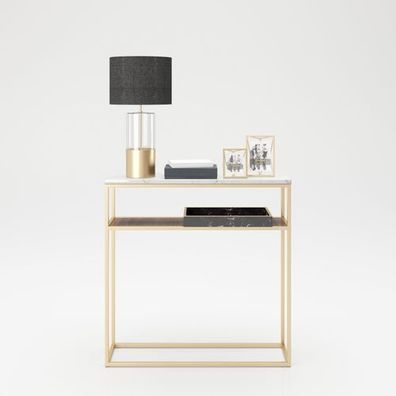 Playboy - Anrichte "CANDY" mit 2 Ablagen, in Gold mit Marmor und Walnuss Dekor