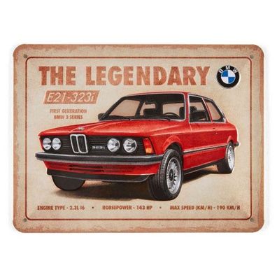 BMW Blechschild "The Legendary E21" - 15x20 cm