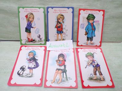 alte AK Postkarten Western Germany Super Color Zum Geburtstag Kindermotive
