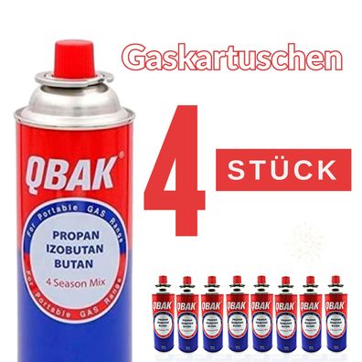 Resch QBAK 4er Set Gaskartuschen für Campingkocher/Gaskocher, Ersatzgaskartusche