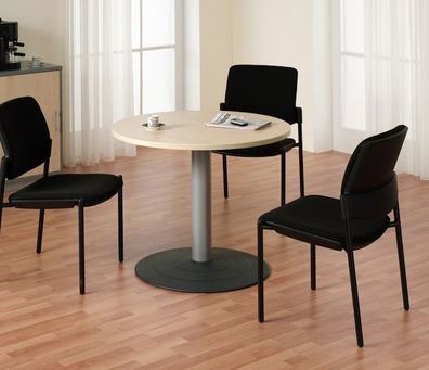 Konferenztisch rund 90 cm Besprechungstisch Mega mit Säulenfuß