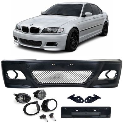 Front Stoßstange Sport + ABE + Nebelscheinwerfer Klar für BMW E46 Limo Tour LCI