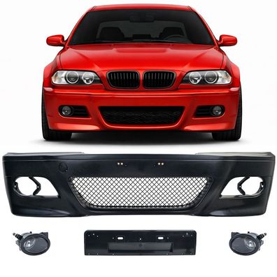 Front Stoßstange Sport + ABE + Nebelscheinwerfer Klar für BMW E46 Limo Touring