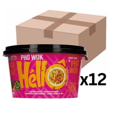 12er-Pack Acecook Pho Wok Hello Instant Reisnudeln Rindfleisch Cup 76g
